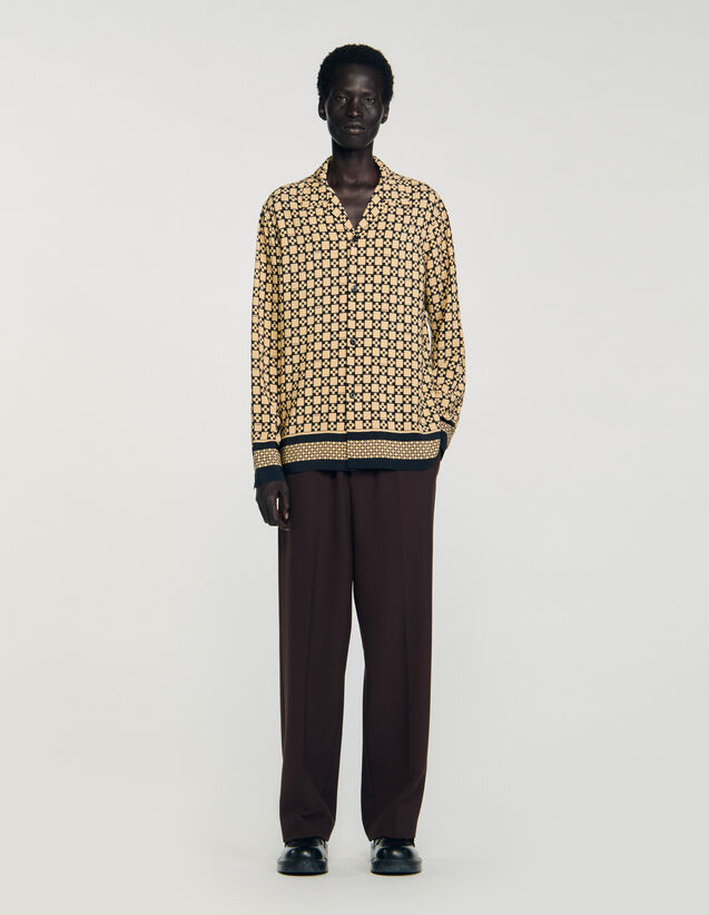 Printed Loose-Fit Shirt - SHPCM01269 | sandro-paris.com Printed Loose-Fit Shirt : Shirts color Beige