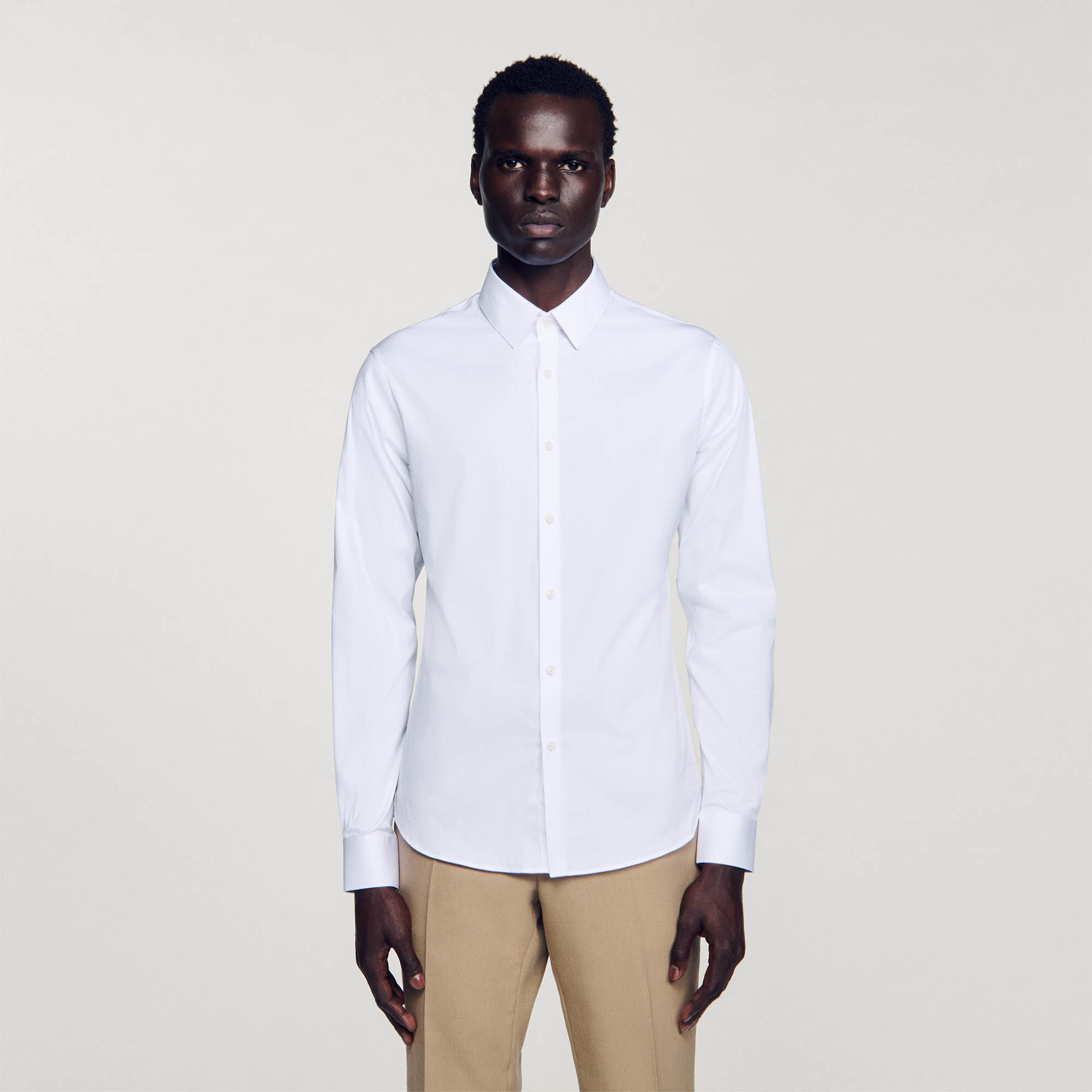 Fitted Stretch Cotton Shirt Shirts Sandro paris