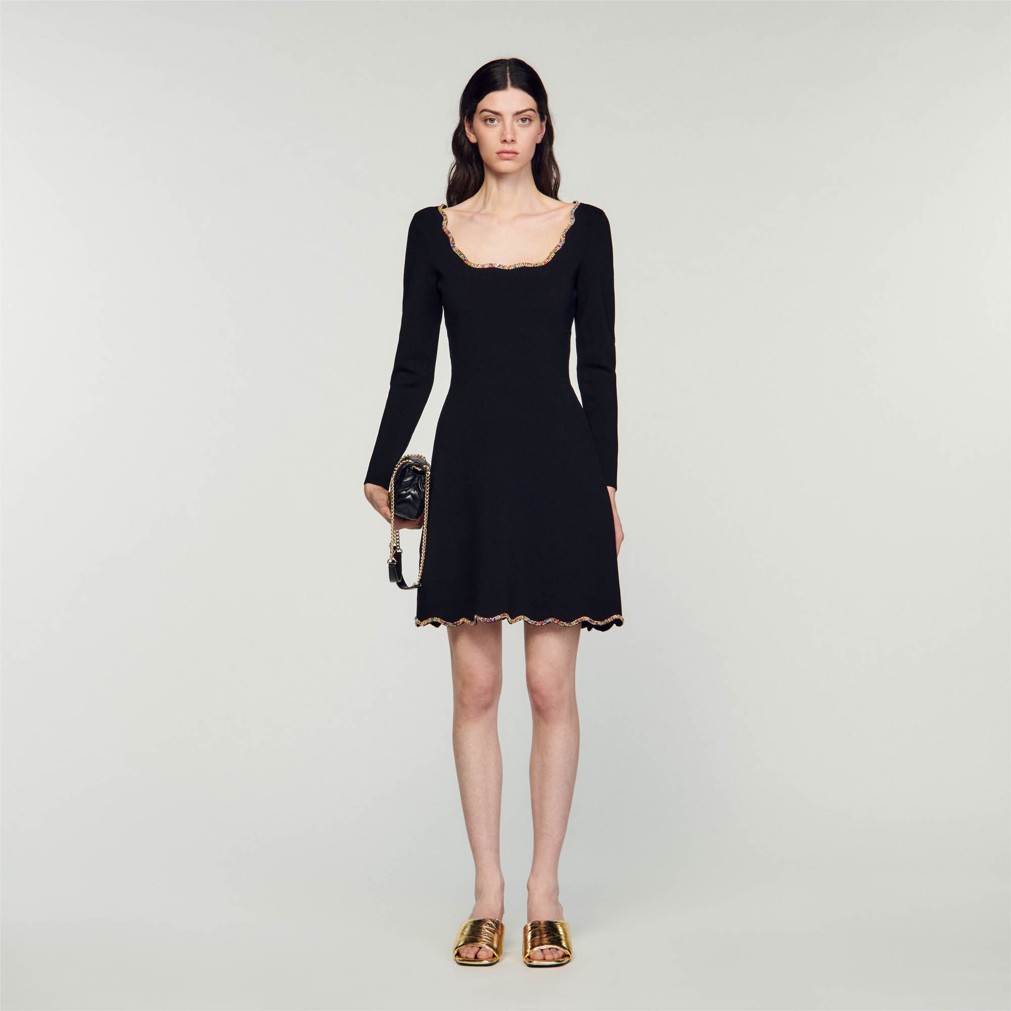 Short Velvet Dress : Dresses&nbsp; color Black