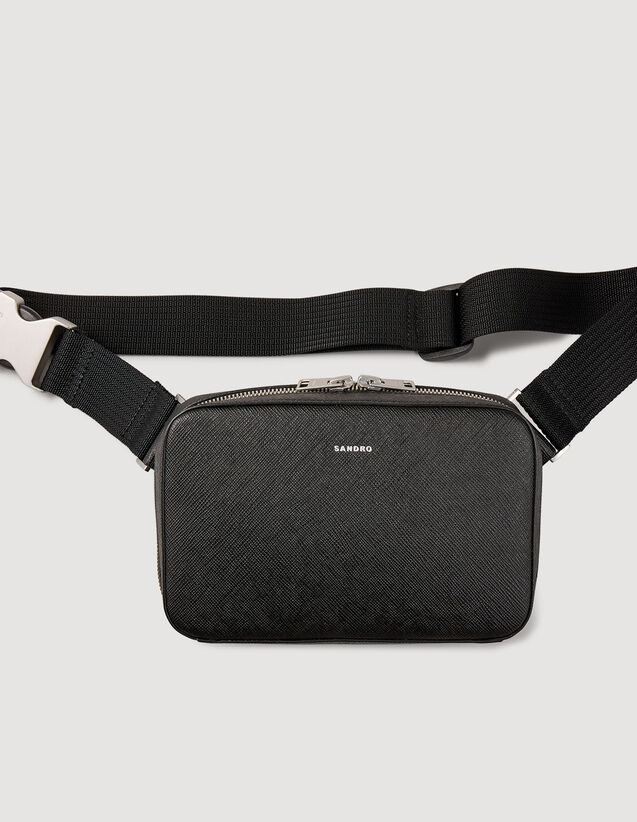Small Reconstitued Leather Bag : Bags color Black