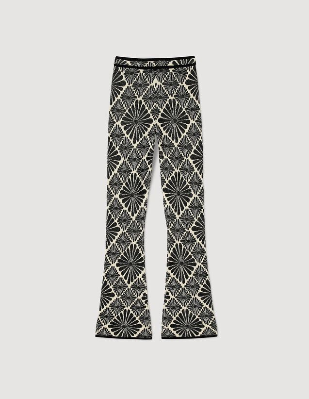 Floral Jacquard Trousers : Pants color Ecru / Black