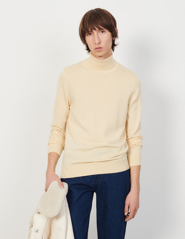 Roll Neck Wool Sweater : Sweaters & Cardigans color Beige