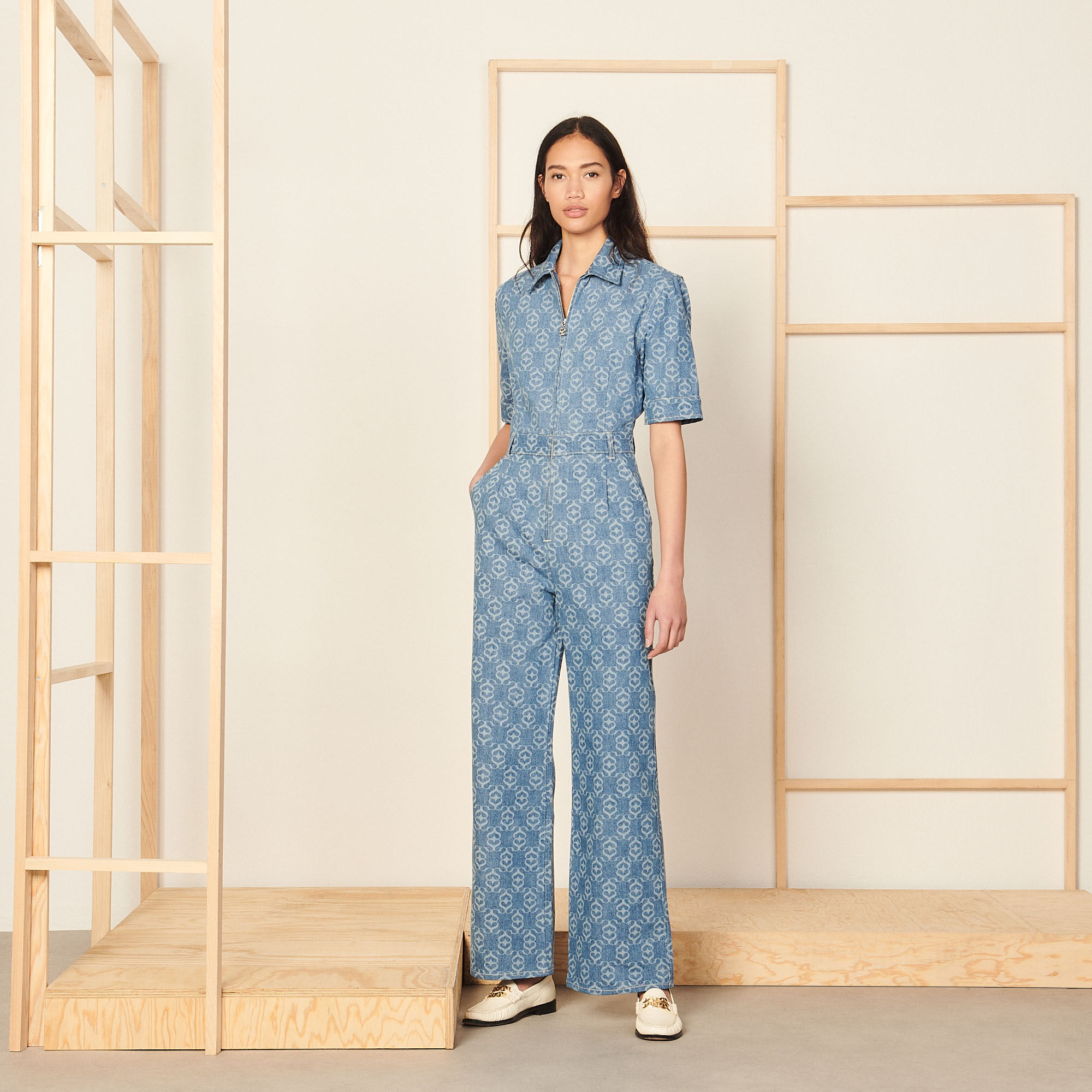 Denim Jumpsuit : Dresses&nbsp; color Blue Jean