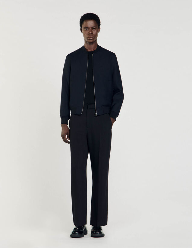 Zip-Up Varsity Jacket - SHPBL00961 | sandro-paris.com Zip-Up Varsity Jacket : Jackets & Coats color Navy Blue