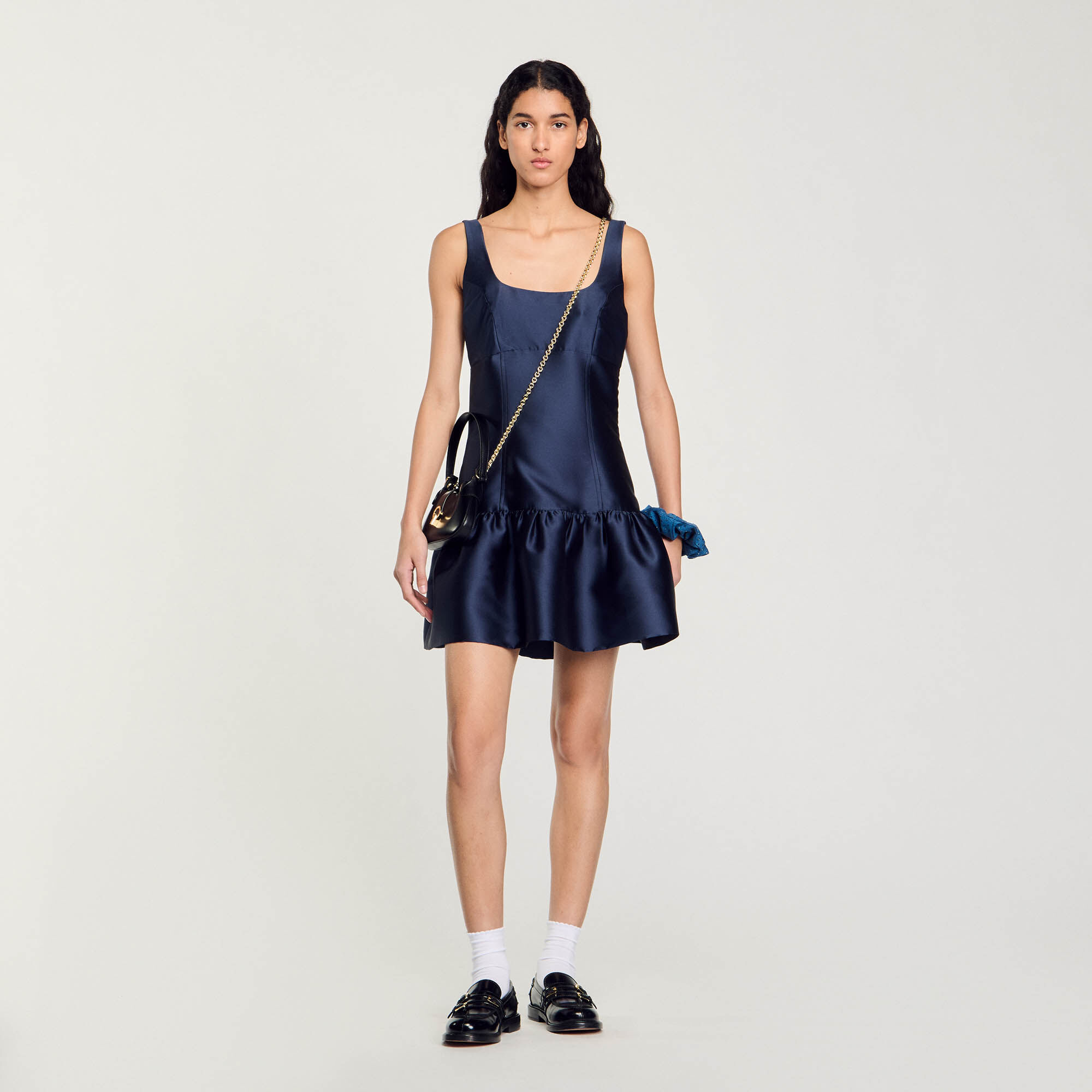 Short Satin Dress : Dresses&nbsp; color Midnight Blue