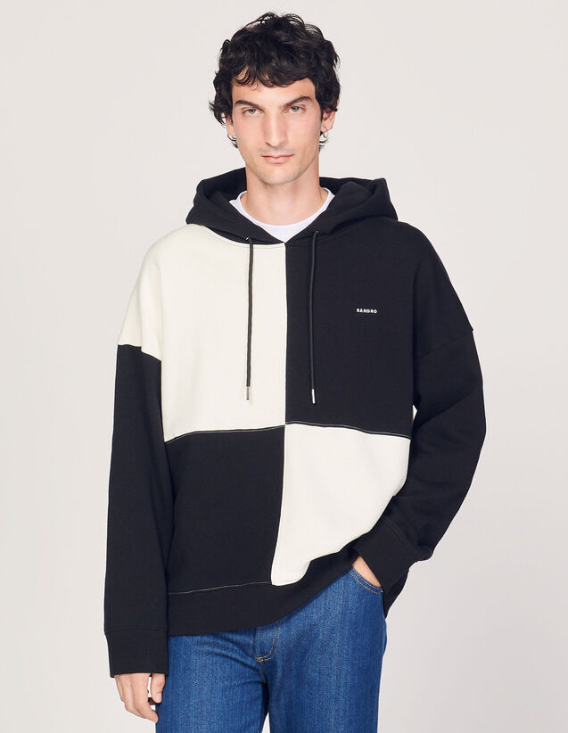 Oversized Fleece Hoodie : Sweatshirts color Black / White