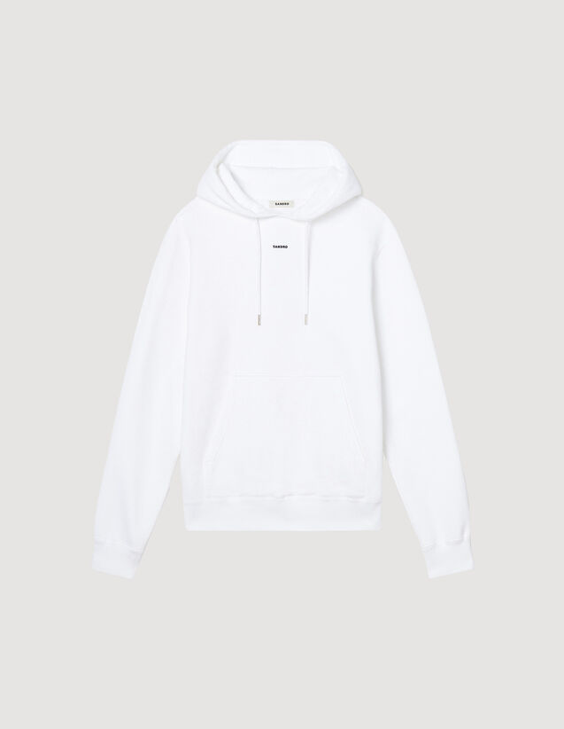 Men’S Organic Cotton Embroidered Hoodie : Sweatshirts color white