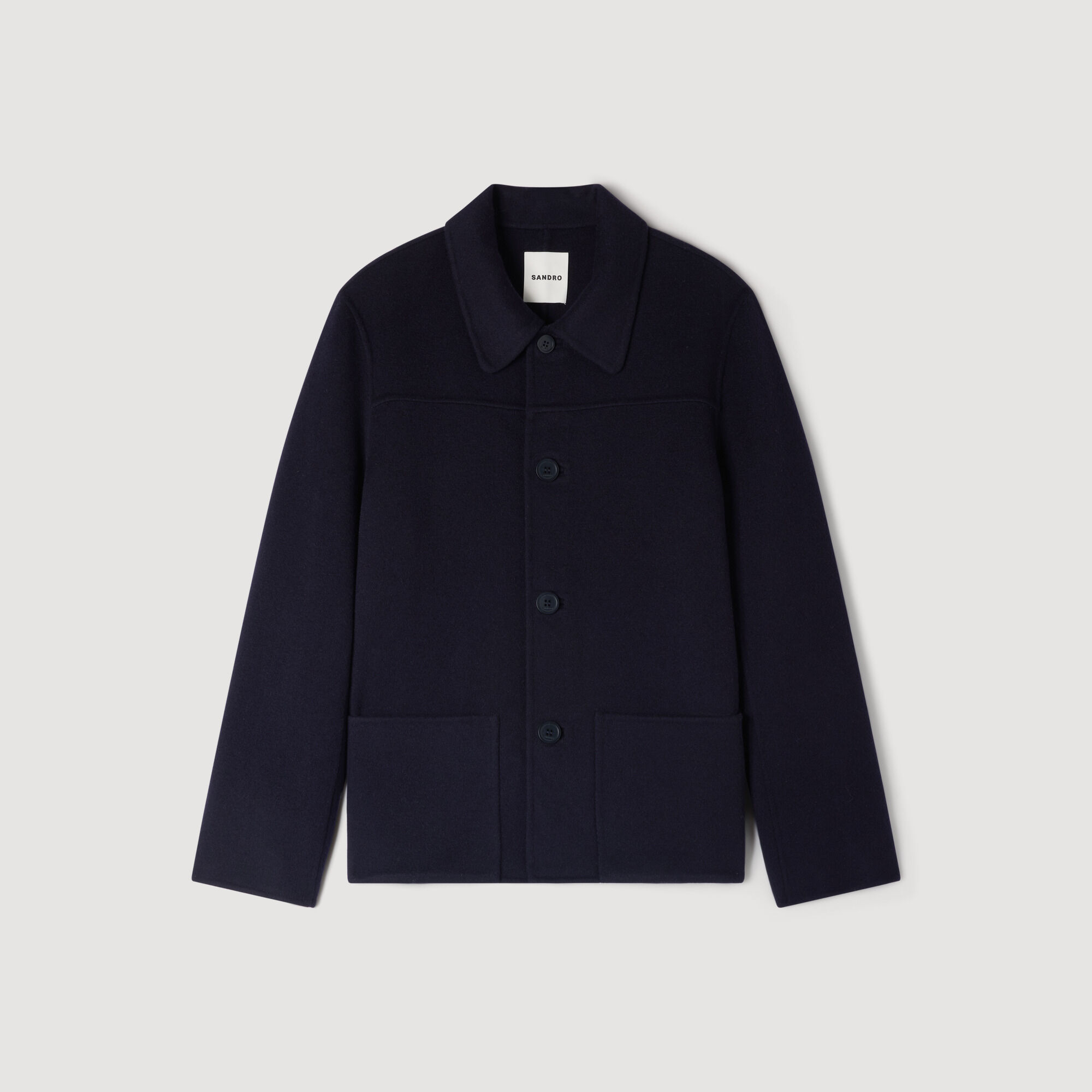 Wool Jacket With Regular Collar : Jackets & Coats color Navy Blue
