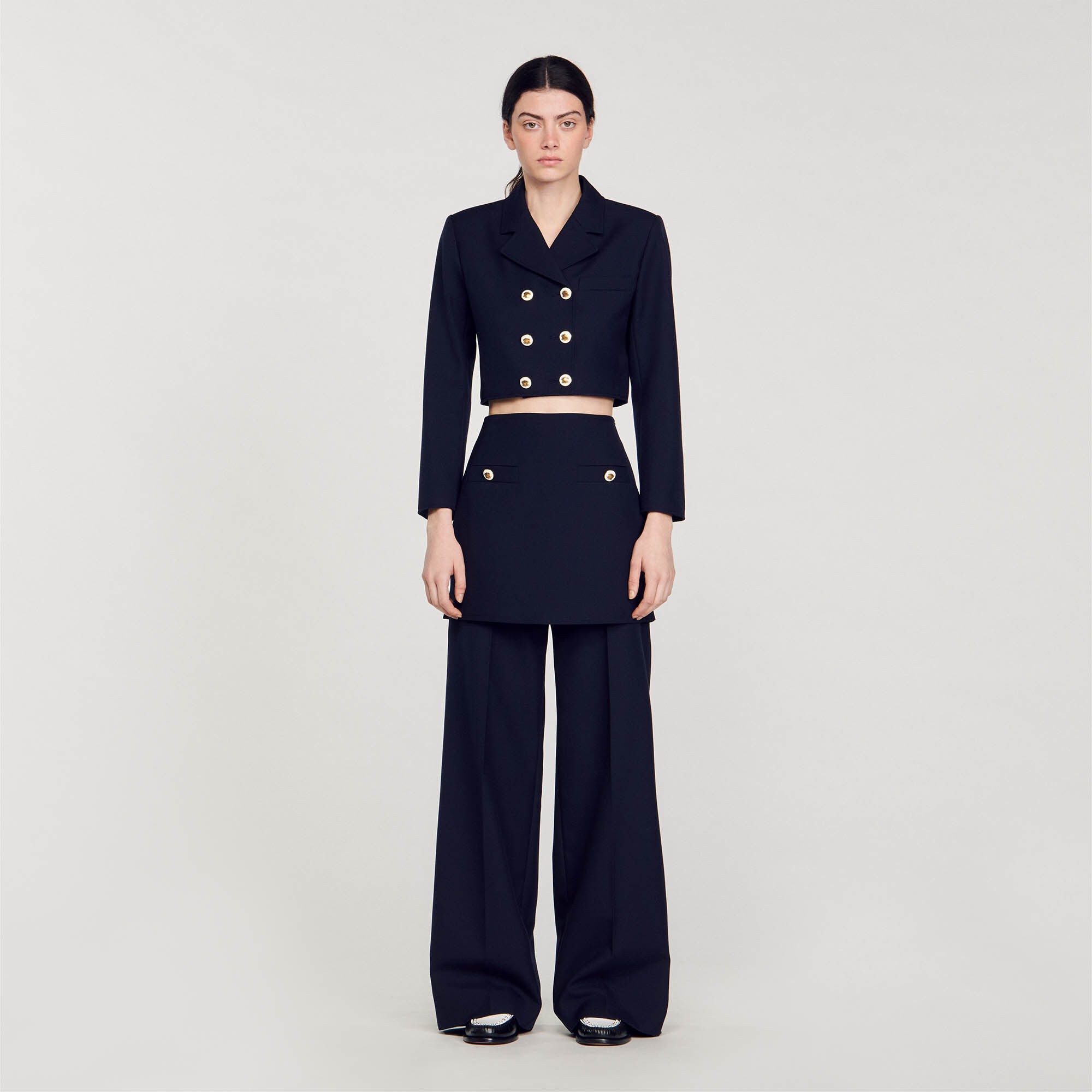 Short Double-Breasted Jacket : Coats & Jackets&nbsp; color Deep blu