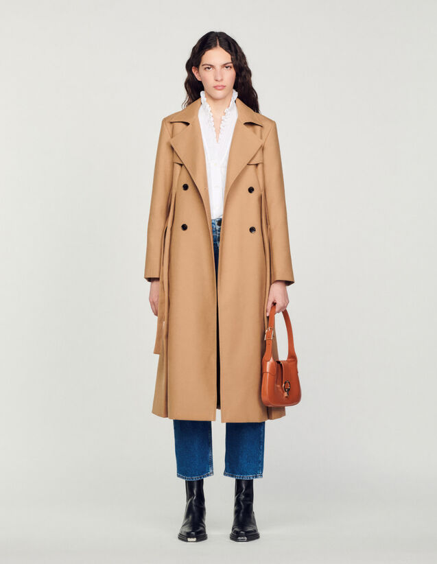 Long Trench-Style Coat : Coats color Camel