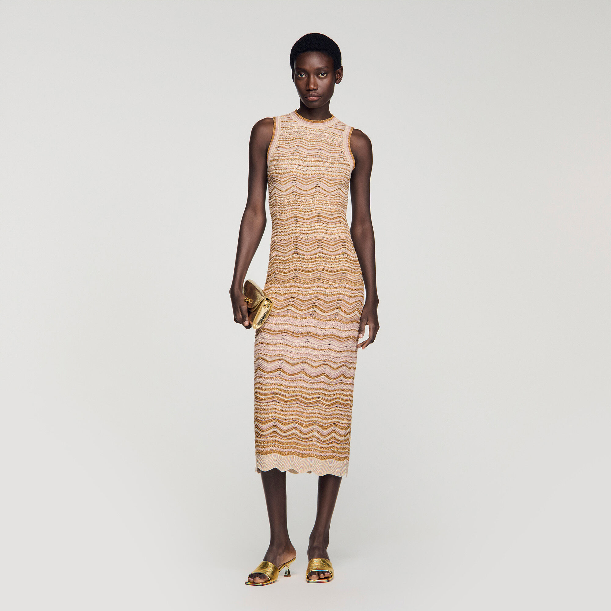 Fancy Knit Maxi Dress : Dresses color Brown