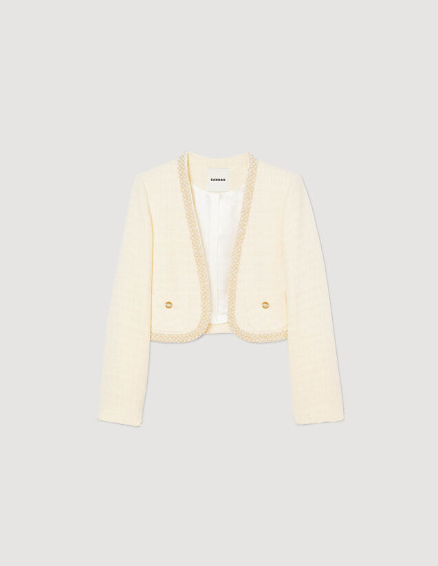 Cropped Tweed Jacket : Blazers & Jackets color Ecru