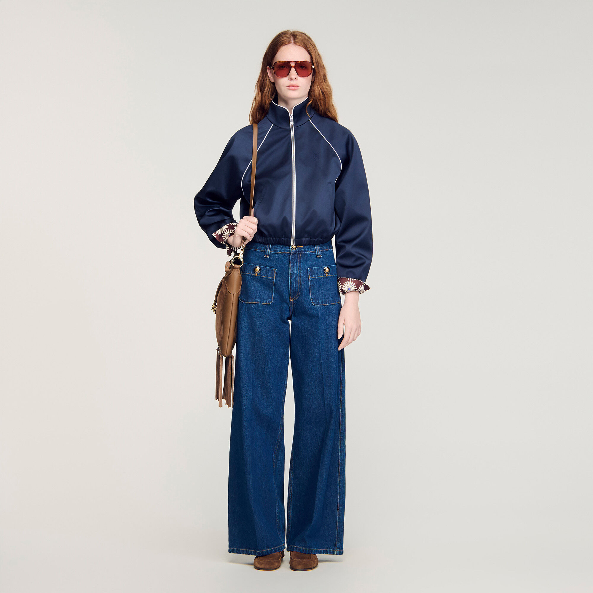 Raw Straight Patch Pocket Jeans : Jeans color Deep blue