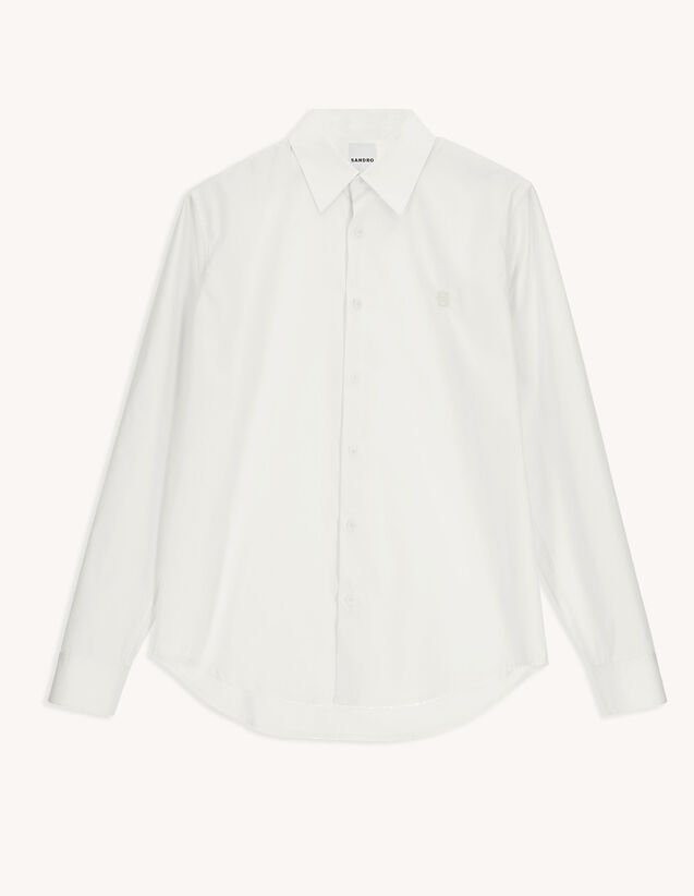 Cotton Shirt With Signature Embroidery : 50%off color Ecru