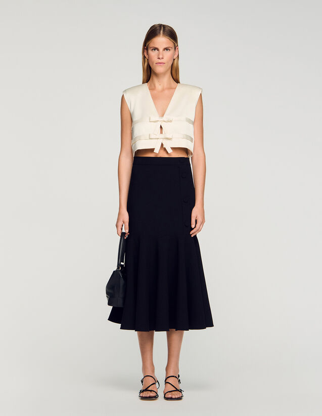 Long Flared Ruffled Skirt - SFPJU01558 | sandro-paris.com Long Flared Ruffled Skirt : Skirts & Shorts color Black