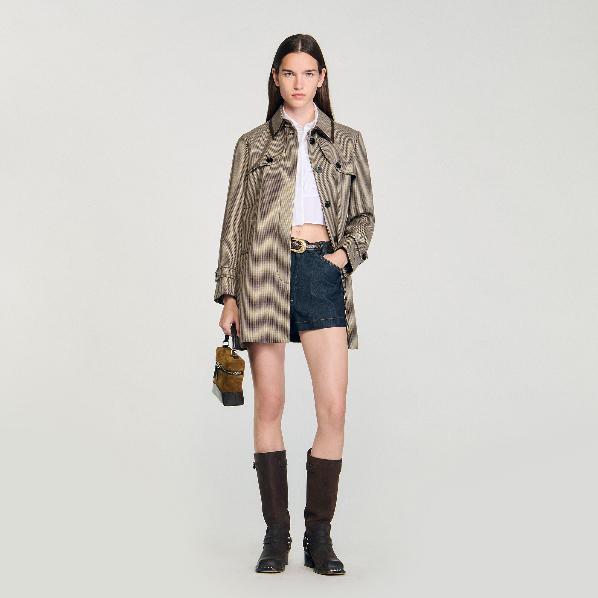 Houndstooth Trench : Coats color Brown / Beige