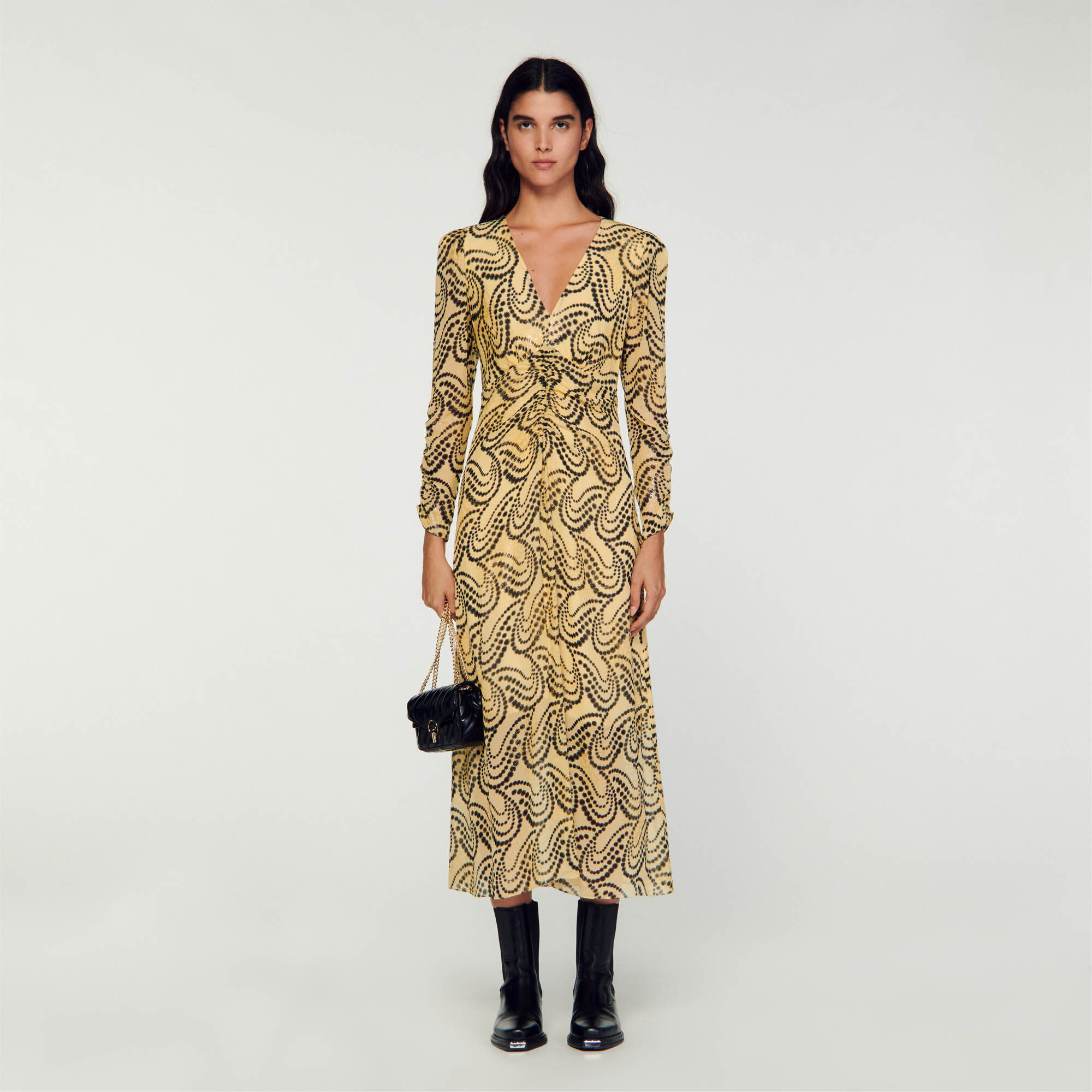 Paisley Print Dress : Dresses&nbsp; color Yellow / Black