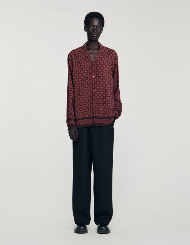 Printed Loose-Fit Shirt - SHPCM01269 | sandro-paris.com Printed Loose-Fit Shirt : Shirts color Beige