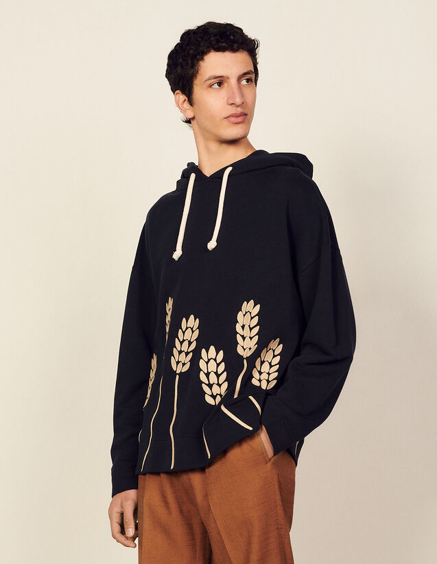 Embroidered Hoodie : Sweatshirts color Navy Blue