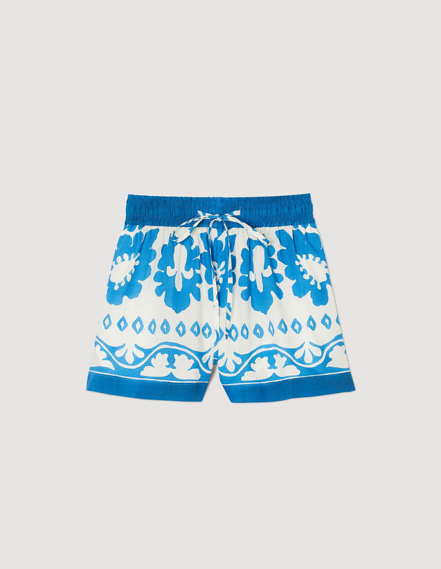 Wide-Leg Patterned Shorts : Skirts & Shorts color Blu / White