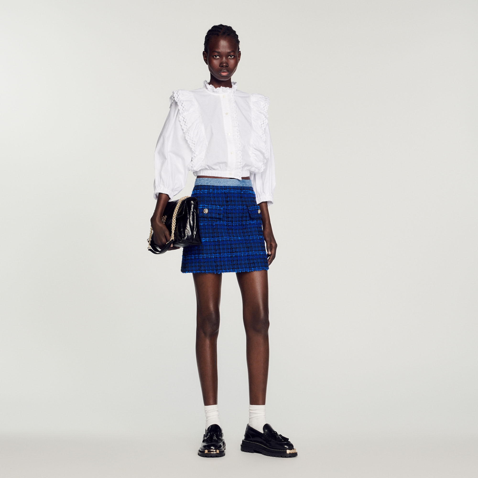 Blue plaid clearance skirt zara