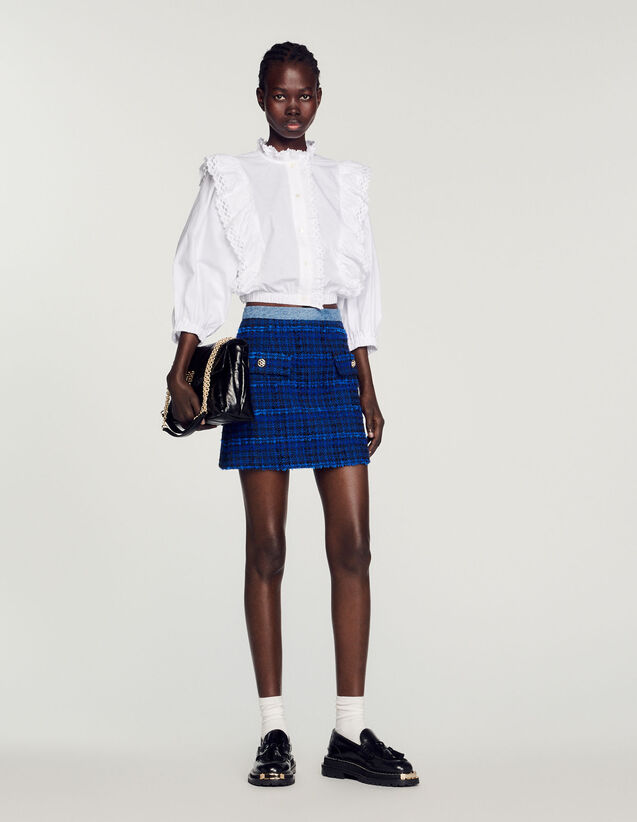 Short Tweed Skirt : Skirts & Shorts color Electric blue