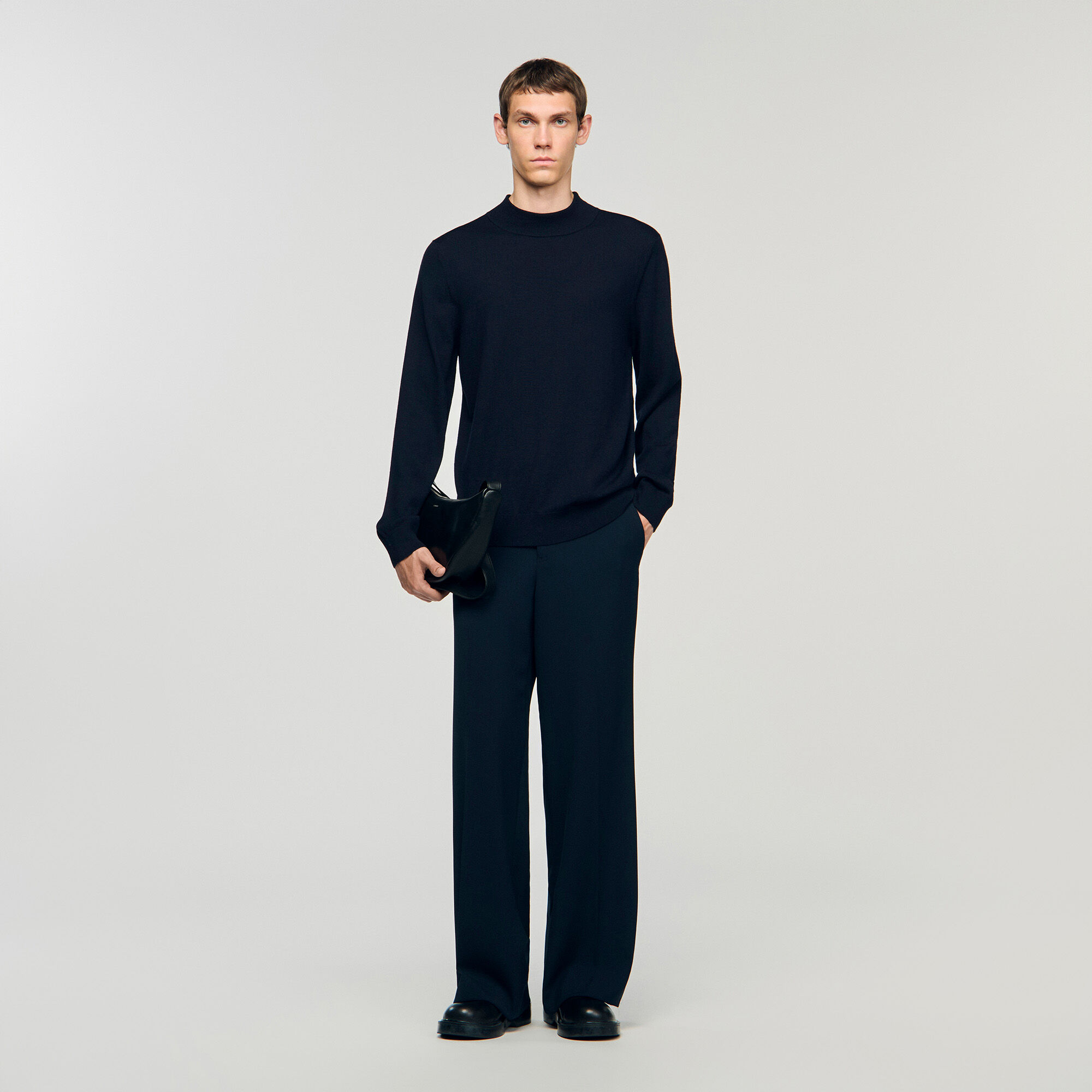 Wool Jumper With High Neck : Sweaters &amp; Cardigans color Midnight Blue