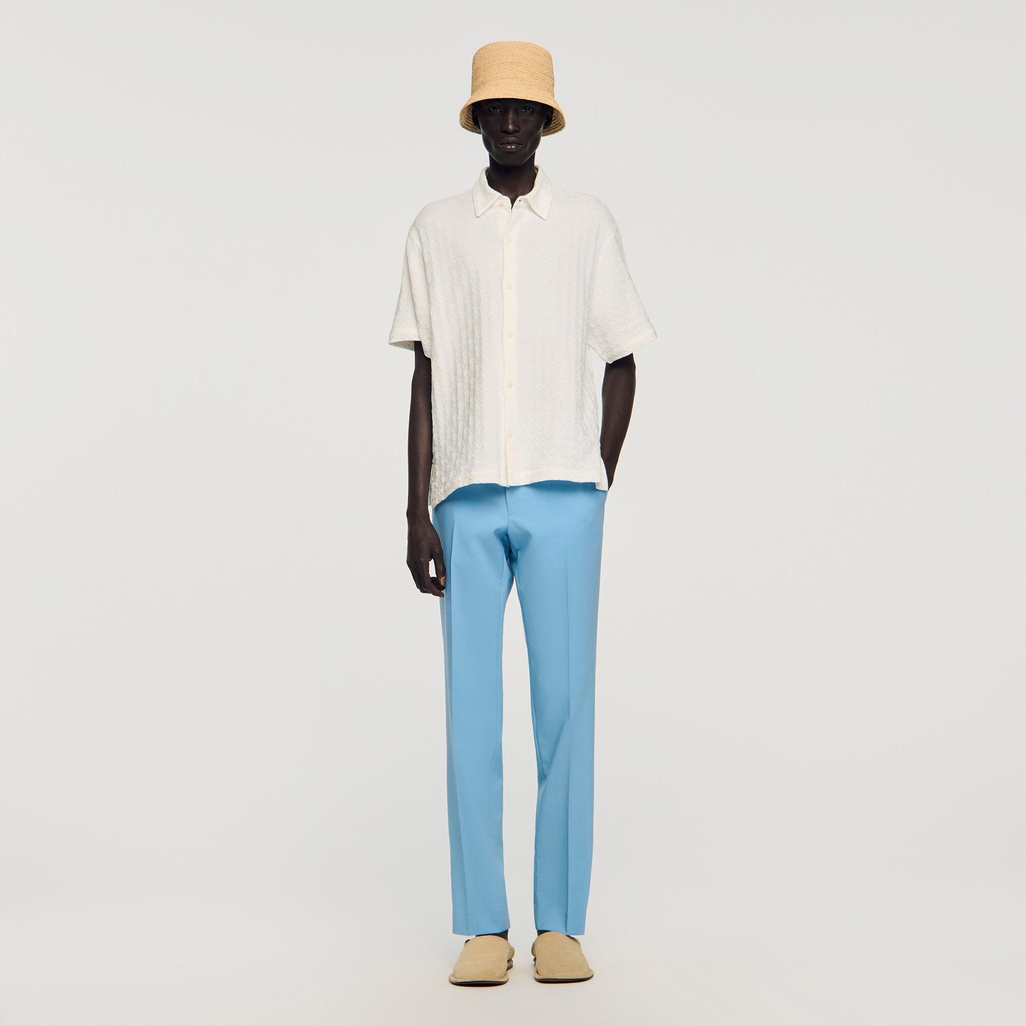 Square Cross Cotton Jacquard Shirt : Shirts color white