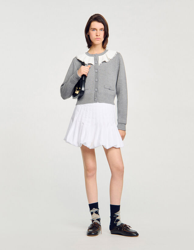 Cardigan With Contrast Collar - SFPCA01262 | sandro-paris.com Cardigan With Contrast Collar : Sweaters & Cardigans color Black