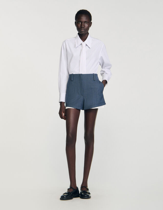 Striped Shorts - SFPSH00544 | sandro-paris.com Striped Shorts : Skirts & Shorts color Blue