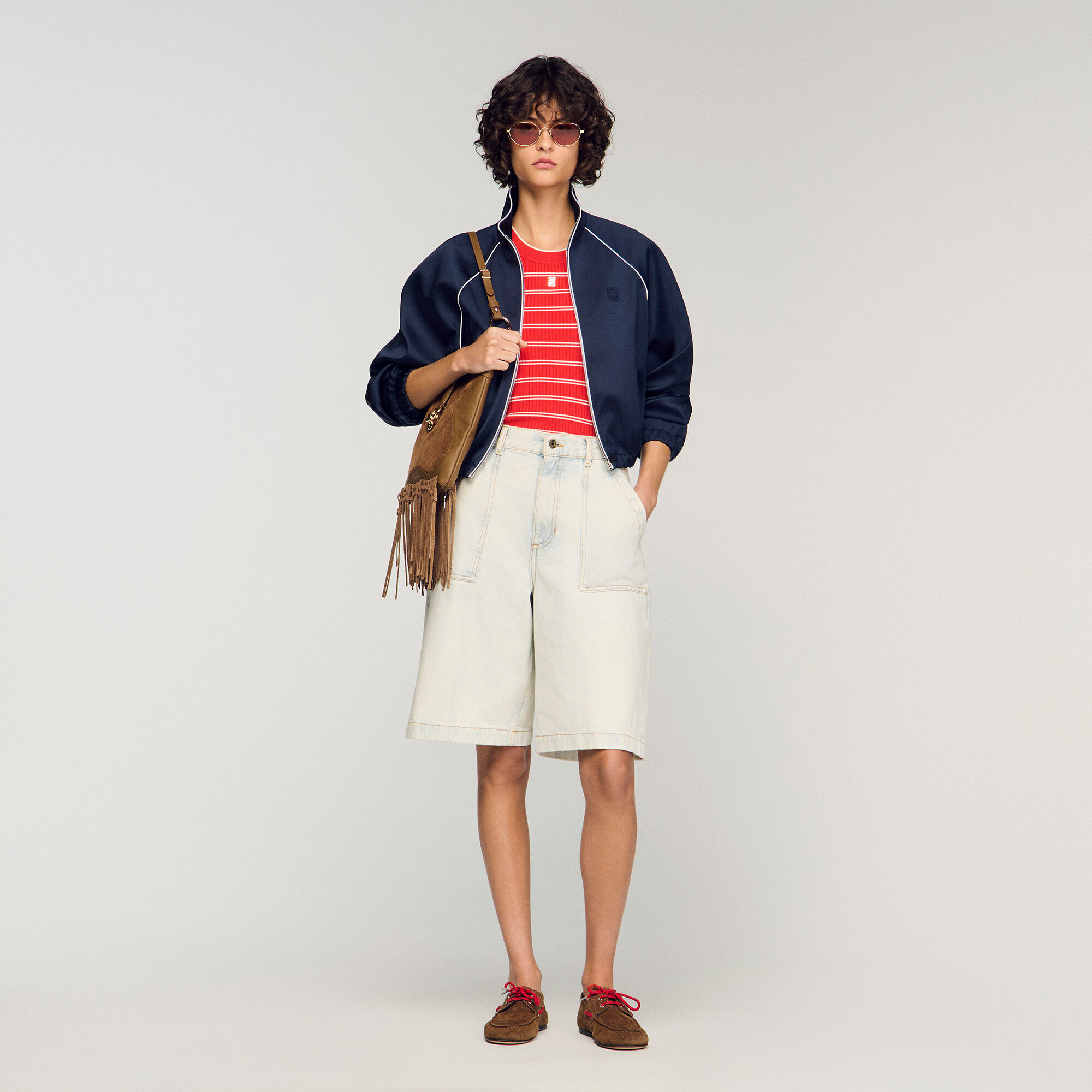 Washed Denim Bermuda Shorts : Skirts & Shorts color Light bu jean