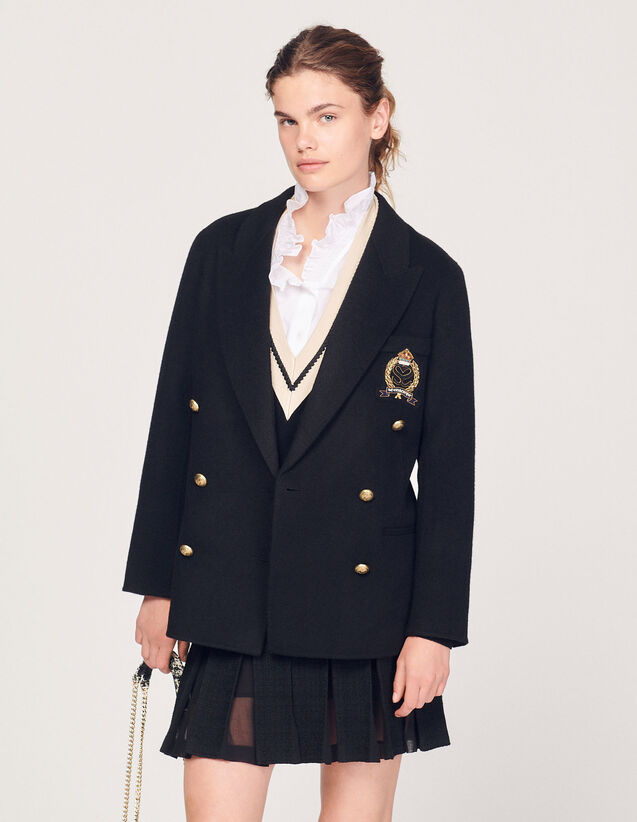 Wool Blazer With A Patch : Coats color Black