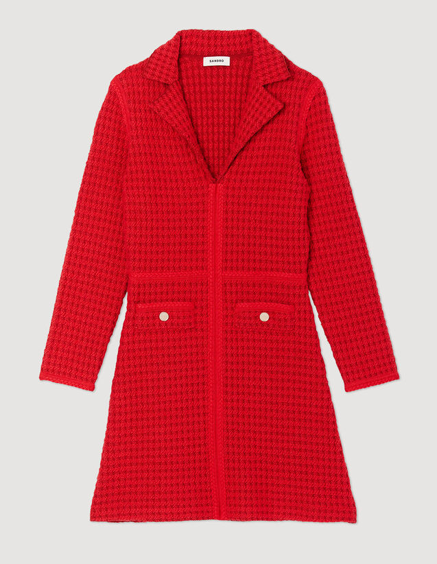 Short Tweed-Effect Dress : Dresses color Red