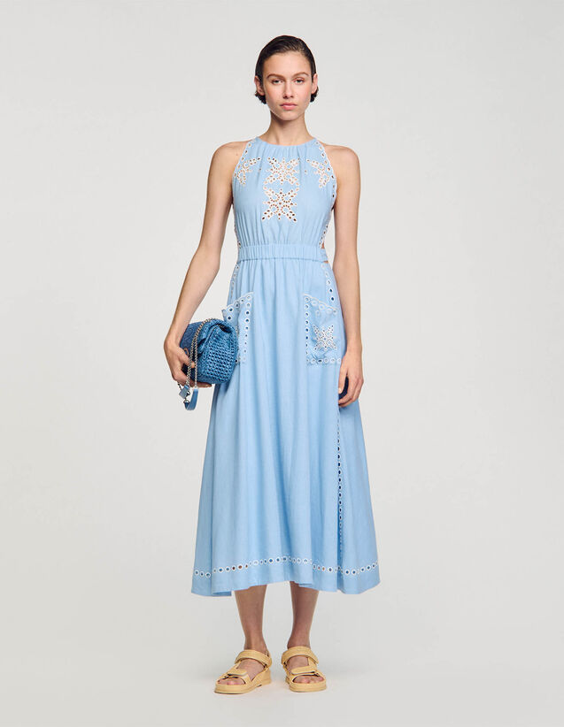 Broderie Anglaise Maxi Dress : Dresses color Sky Blue