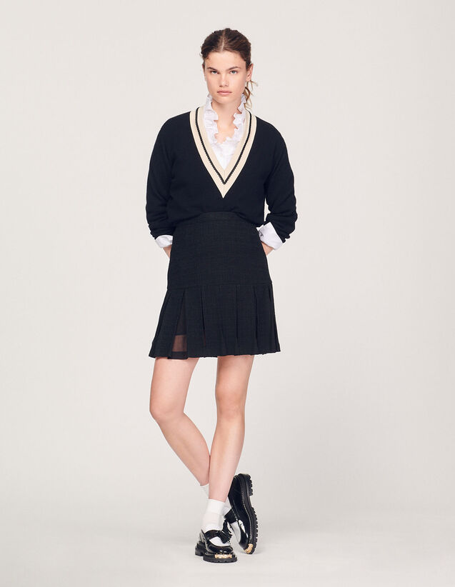 Pleated Tweed Skirt : Skirts & Shorts color Black