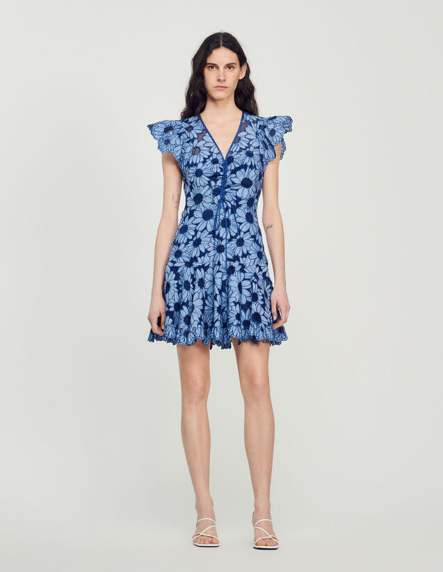 Daisy Guipure Dress : Dresses color Blue