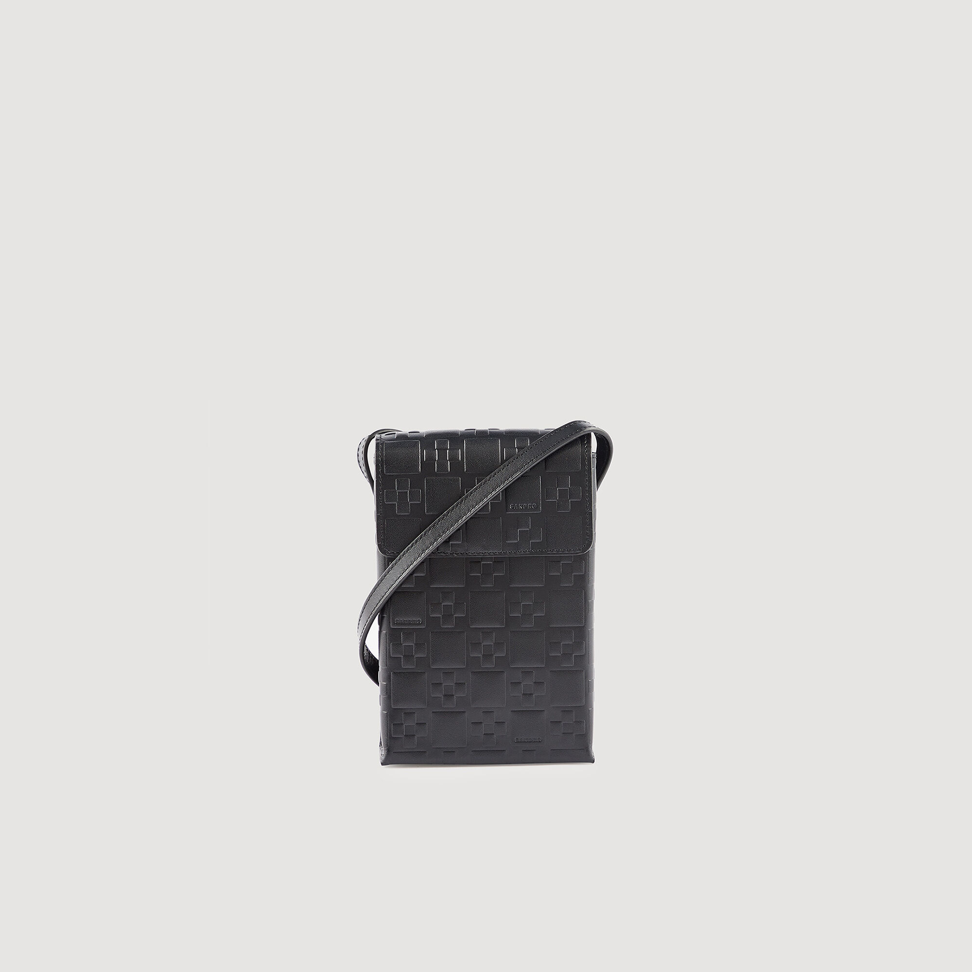 S Monogram Embossed Small Leather Bag Bags Sandro paris