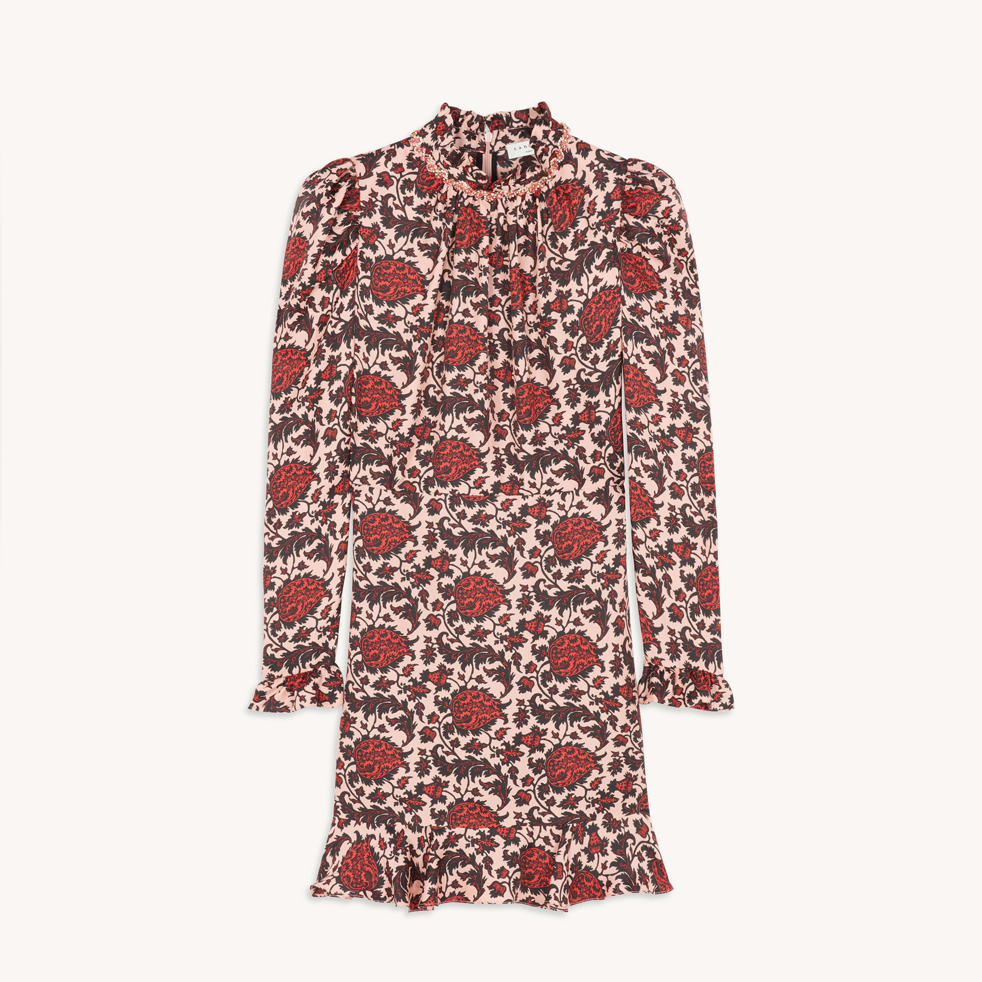 Short Printed Silk Blend Dress Dresses Sandro paris