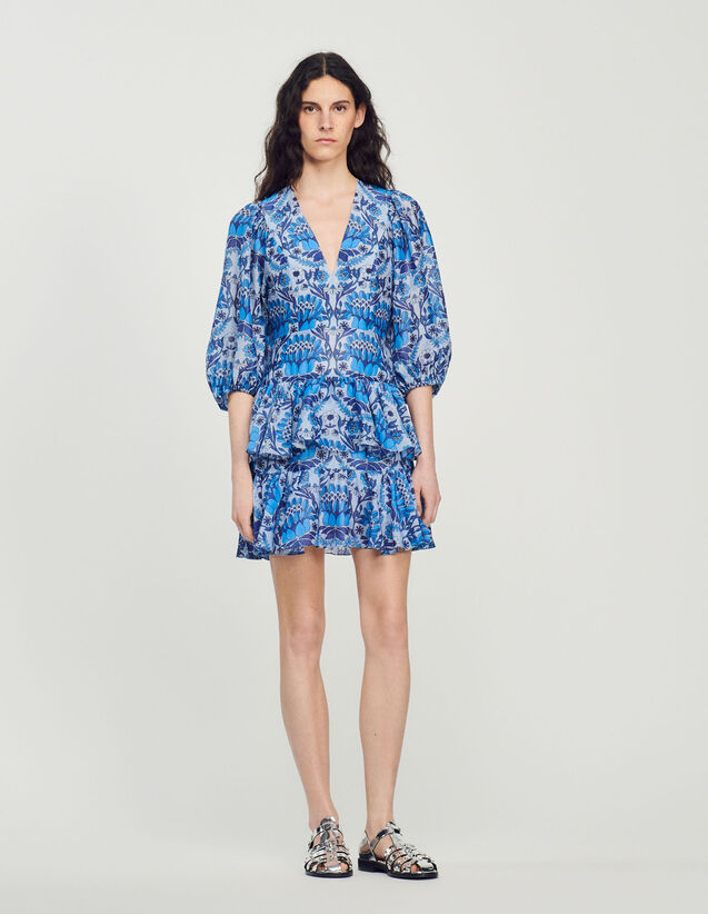 Short Scarf Print Dress : Dresses color Blue