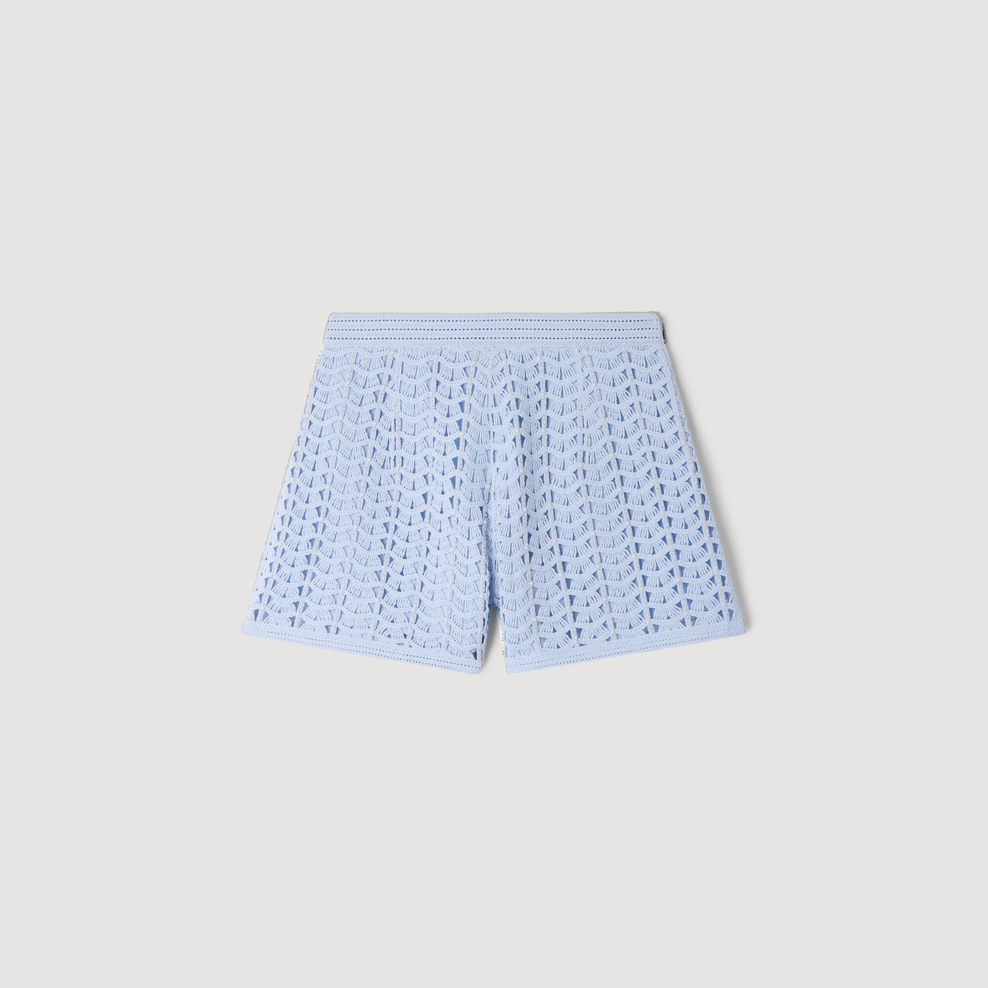 High-Waisted Beaded Crochet Shorts : Skirts & Shorts color Sky Blue