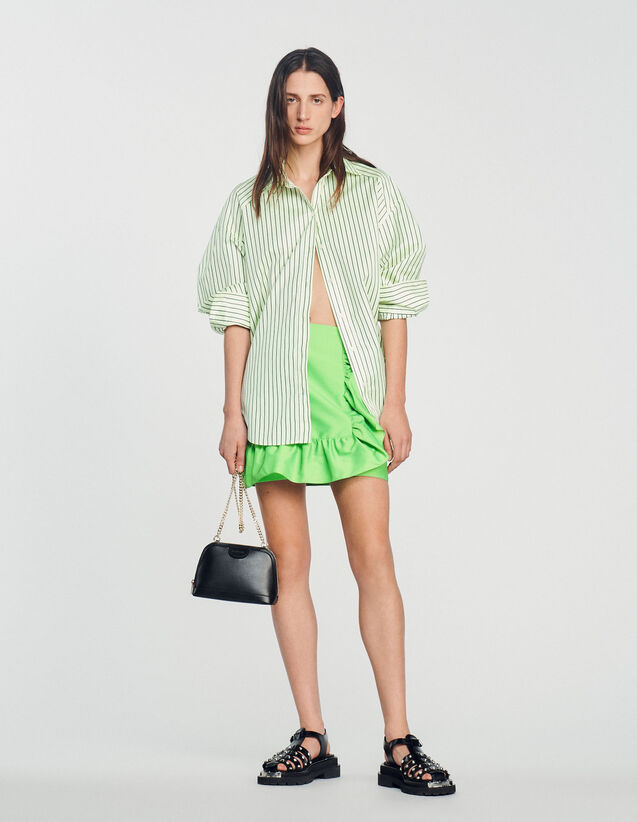 Oversized Shirt With Stripes : Shirts color Vert fluo