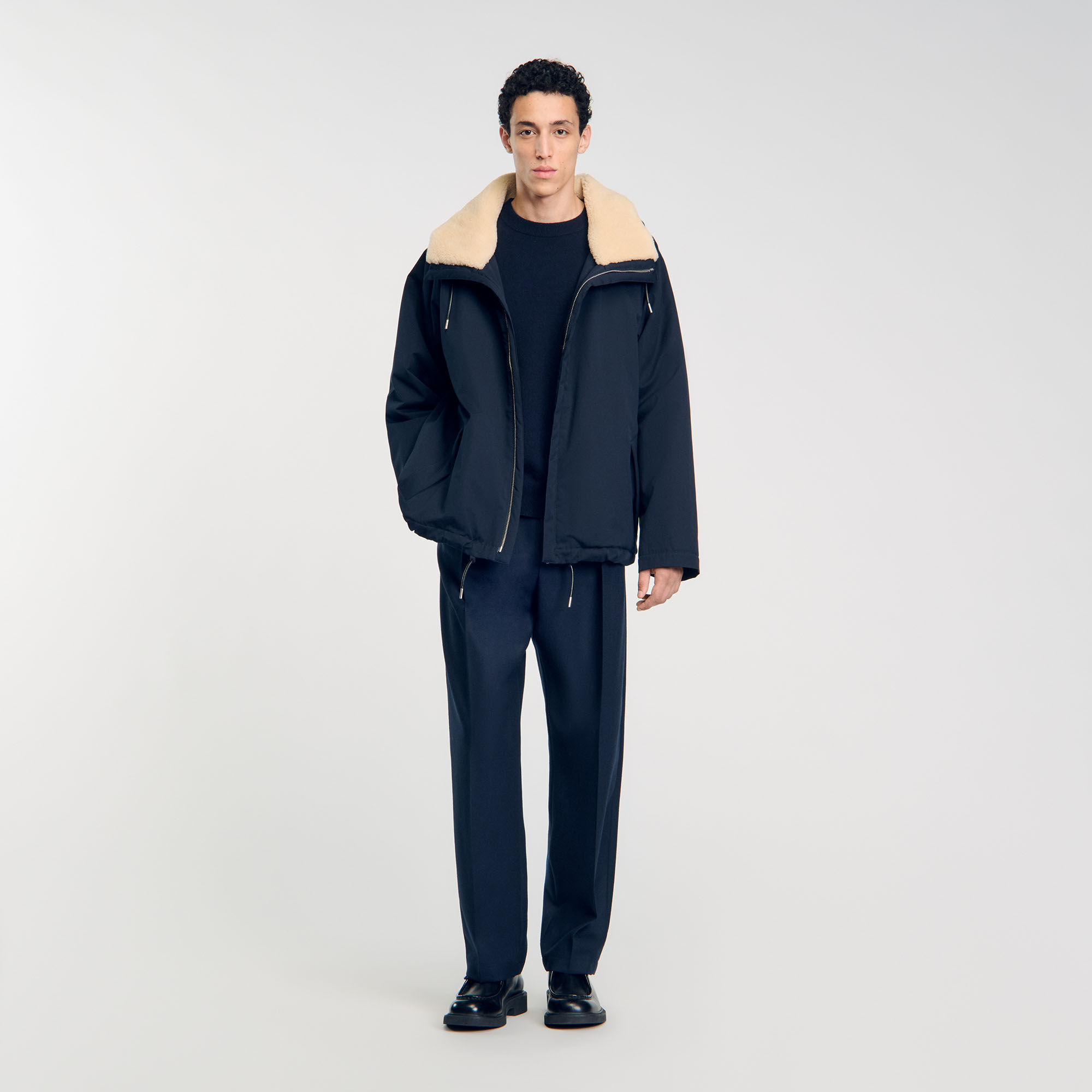 Quilted Cotton Parka : Jackets & Coats color Navy Blue