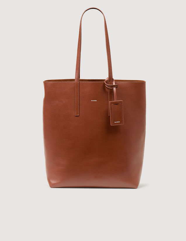 Leather Shopping Bag - SHASA01541 | sandro-paris.com Leather Shopping Bag : Bags color Chocolate