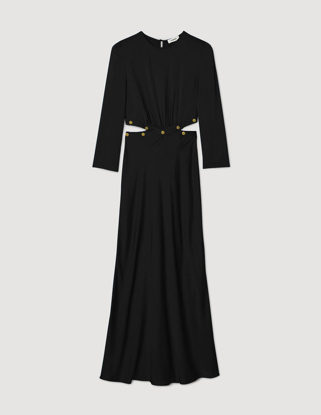 Satin-Finish Maxi Dress : Dresses color Black