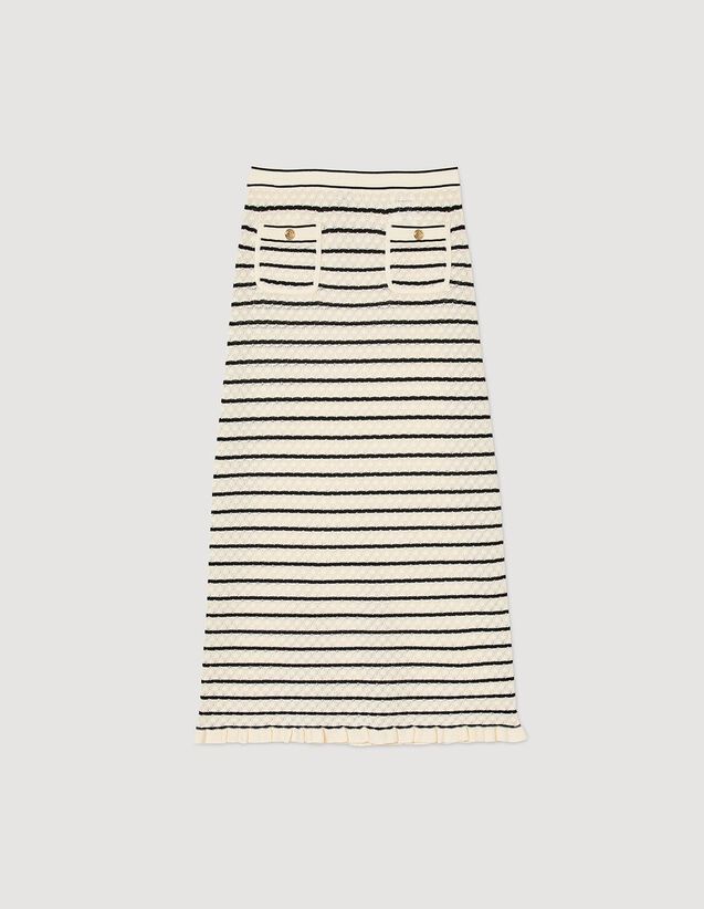 Striped Knit Midi Skirt : Skirts & Shorts color White / Black