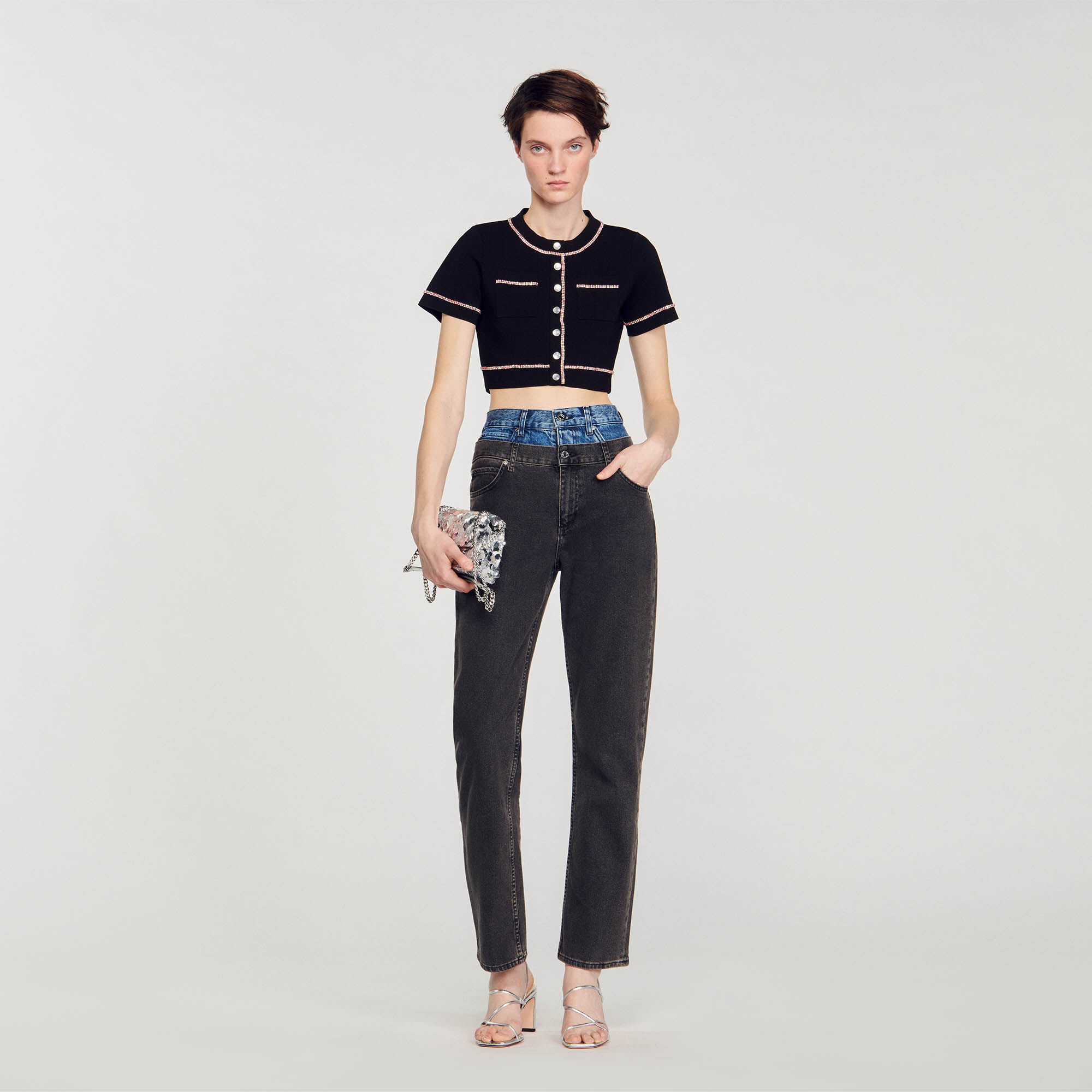 Cropped Cardigan : Sweaters & Cardigans&nbsp; color Ecru