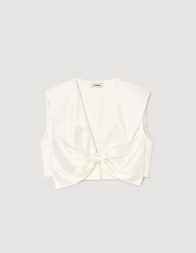 Satin-Effect Crop Top : Tops color white