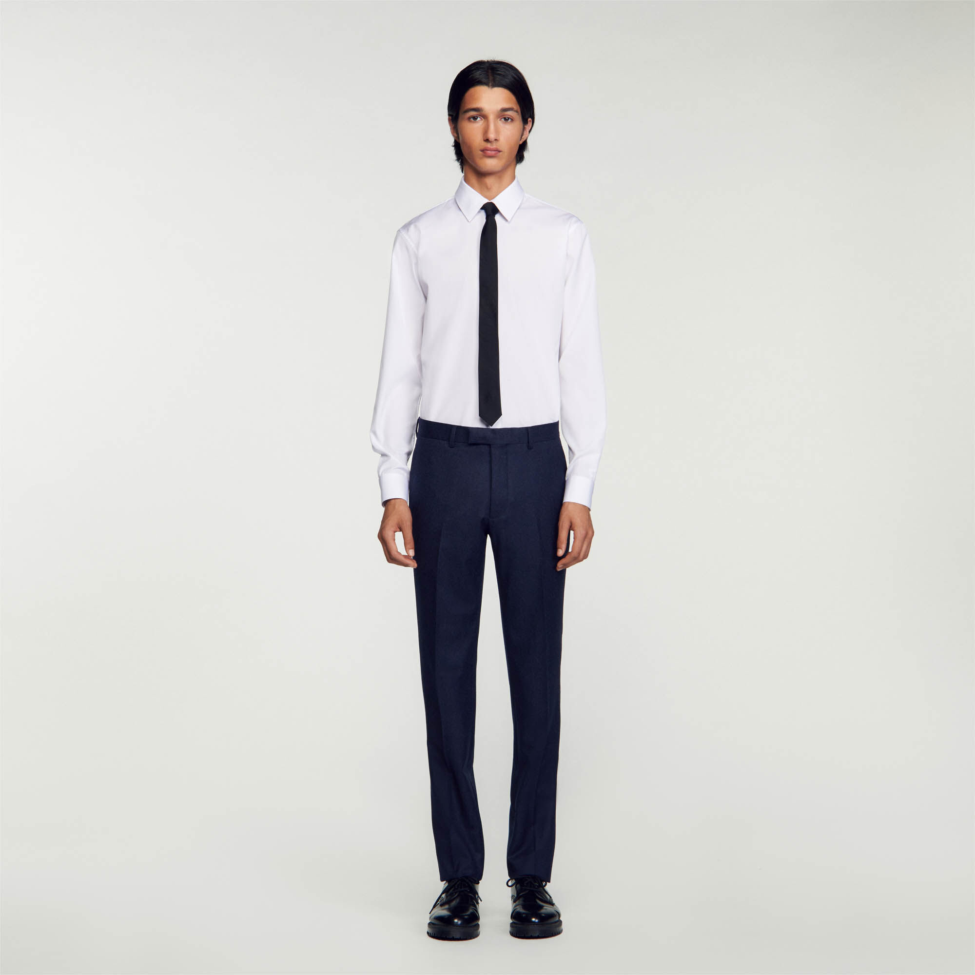 Virgin Wool Suit Trousers : Pants & Shorts color Navy Blue