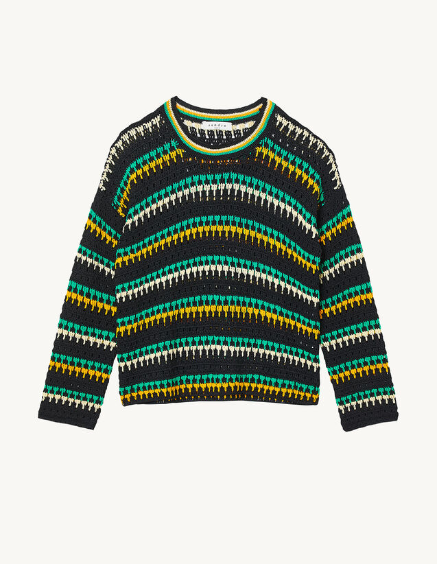 Knitted Sweater : Sweaters & Cardigans color Black/Yellow/Green