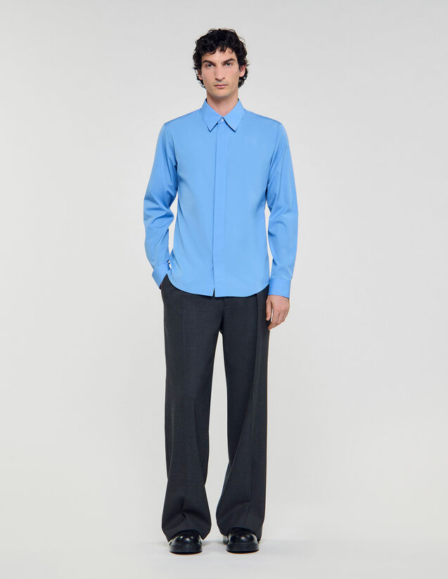 Plain Shirt - SHPCM01539 | sandro-paris.com Plain Shirt : Shirts color Blue Office